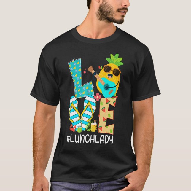 Pineapple Kärlek Lunch Dam Hej Sommar Vibes T Shirt (Framsida)