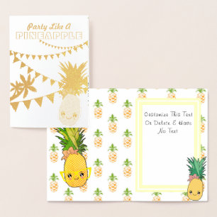 Pineapple Kawaii Beach för anpassningsbar / Guld P Folierat Kort