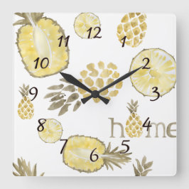 Pineapple Land Rustic Farmhouse Wall Clock Fyrkantig Klocka