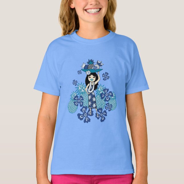 Pineapple Luau Girl's T-Shirts (Framsida)