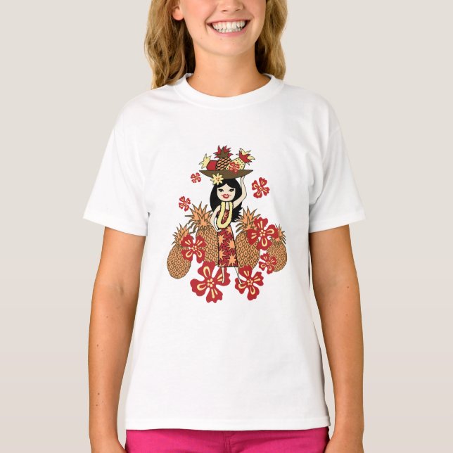 Pineapple Luau Girl's T-Shirts (Framsida)
