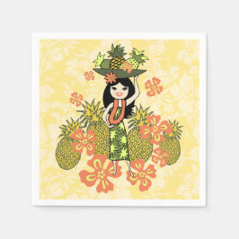 Pineapple Luau Hawaiian Hula Girl Pappersservett