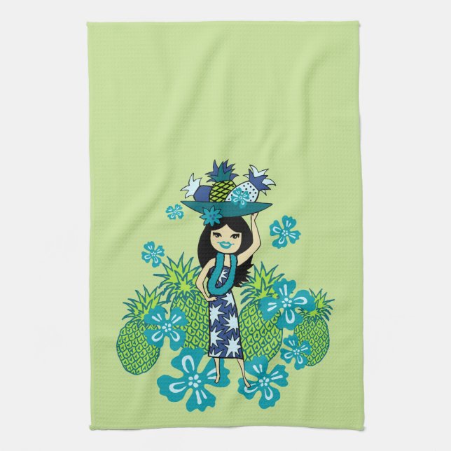 Pineapple Luau Hawaiian Kitchen Towel Kökshandduk (Vertikal)