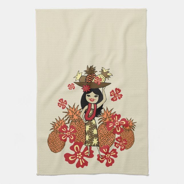 Pineapple Luau Hawaiian Kitchen Towel Kökshandduk (Vertikal)