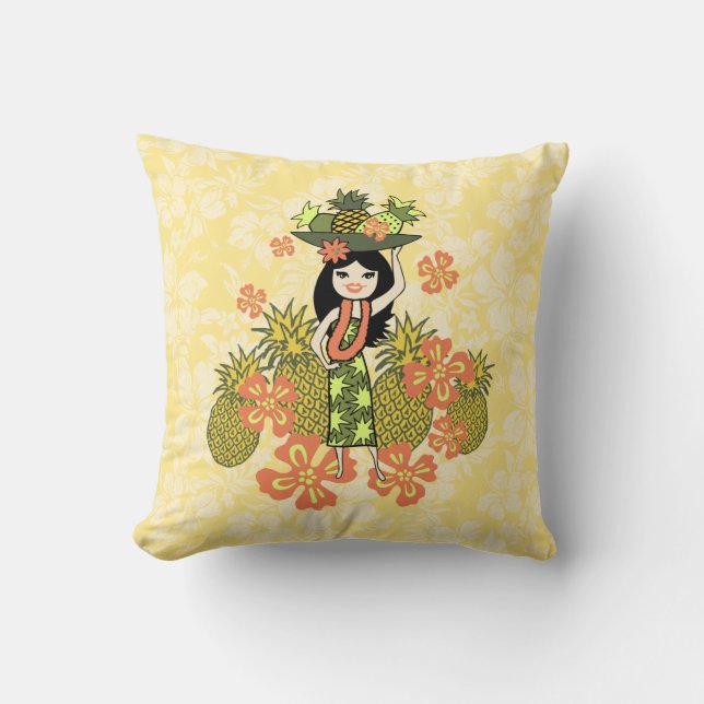 Pineapple Luau Hawaiian Square Pillows Kudde (Framsida)