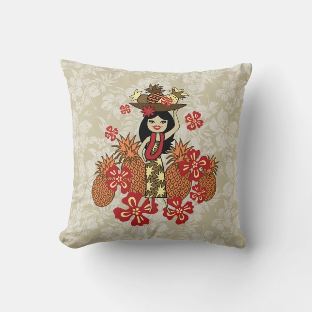 Pineapple Luau Hawaiian Square Pillows Kudde (Framsida)