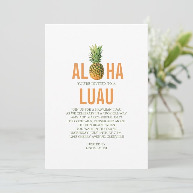 Pineapple Luau-partiets inbjudan (Stående Fram)