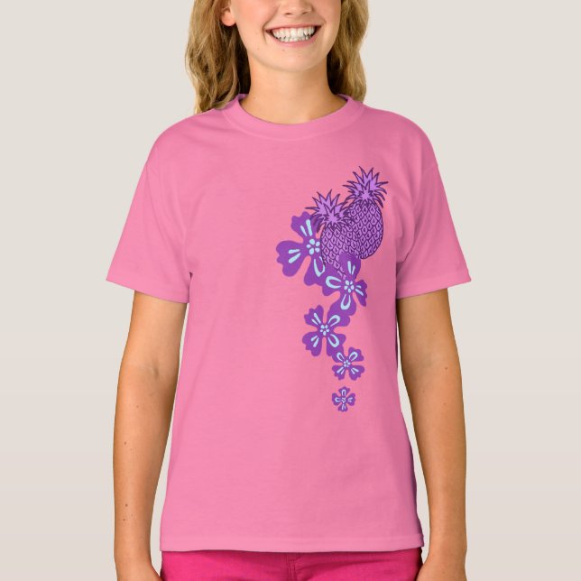 Pineapple Luau Tropical Design Tee Shirt (Framsida)