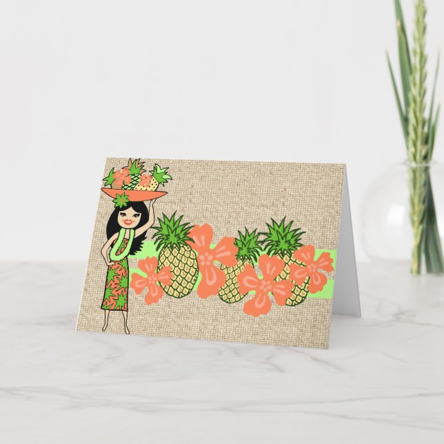 Pineapple Luau Tropical Greeting Cards Kort (Framsida)