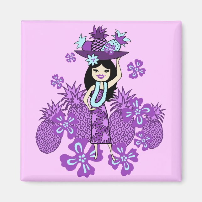 Pineapple Luau Tropical Magnets Magnet (Framsidan)
