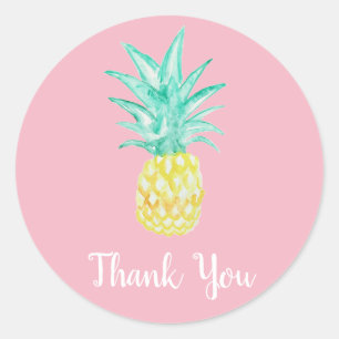 Pineapple Luau Tropical Tack Party Stickers Runt Klistermärke
