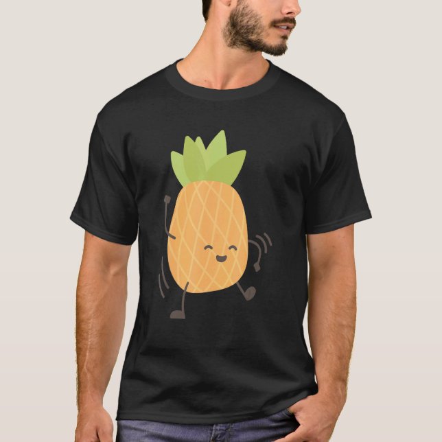 Pineapple Lycklig Dancing Summer T Shirt (Framsida)