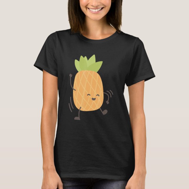 Pineapple Lycklig Dancing Summer T Shirt (Framsida)