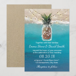 Pineapple Mason Burk String Ljus Beach Wedding Inbjudningar