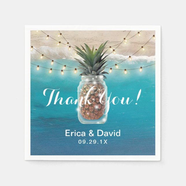 Pineapple Mason Burk Tropical Beach Wedding Pappersservett (Framsidan)