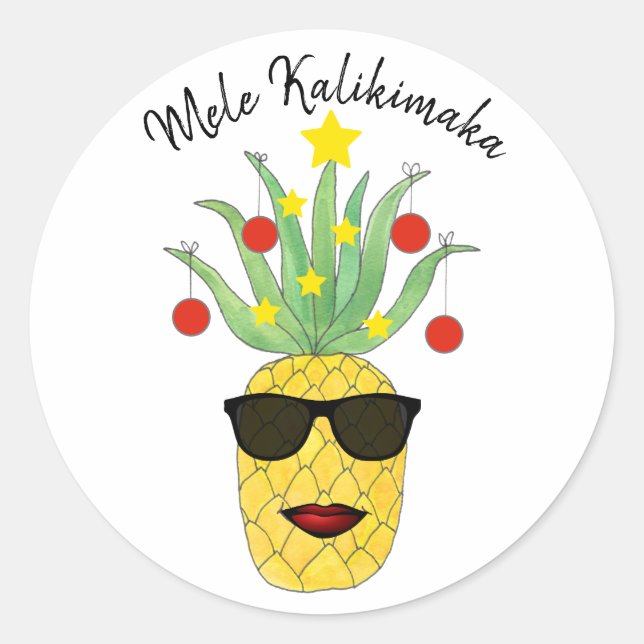 Pineapple Mele Kalikimaka Runt Klistermärke (Framsida)