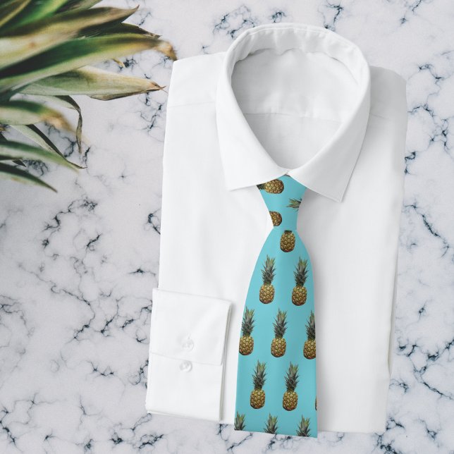 Pineapple Mönster Robin Egg Blue Tropical Tiki Tie Slips (🍍Don't miss out on the pineapple fun this summer🍍)