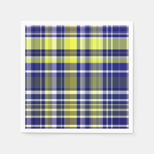 Pineapple Navy Blue White Preppy Madras Play Pappersservett (Framsidan)