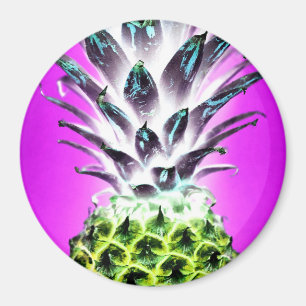 Pineapple neonfärgad tropiska frukter Hawaii Magnet