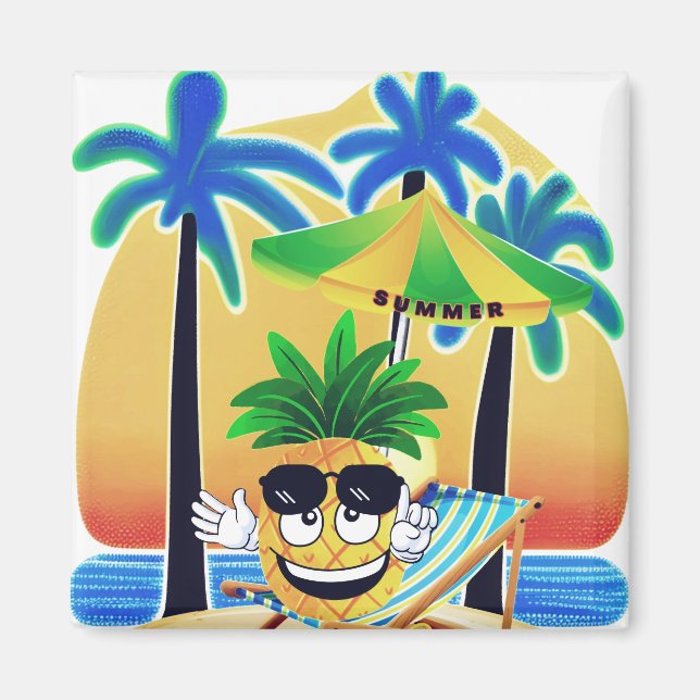 PINEAPPLE ON THE BEACH MAGNET (Framsidan)