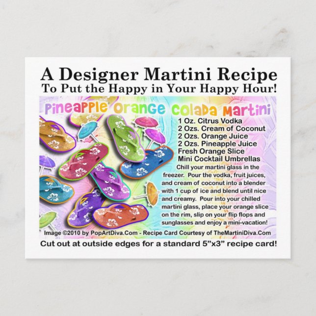 Pineapple Orange Colada Tropical Martini Recipe Vykort (Framsida)