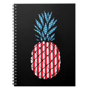 Pineapple Patriotic Fruit American Flagga 4:e Jul Anteckningsbok