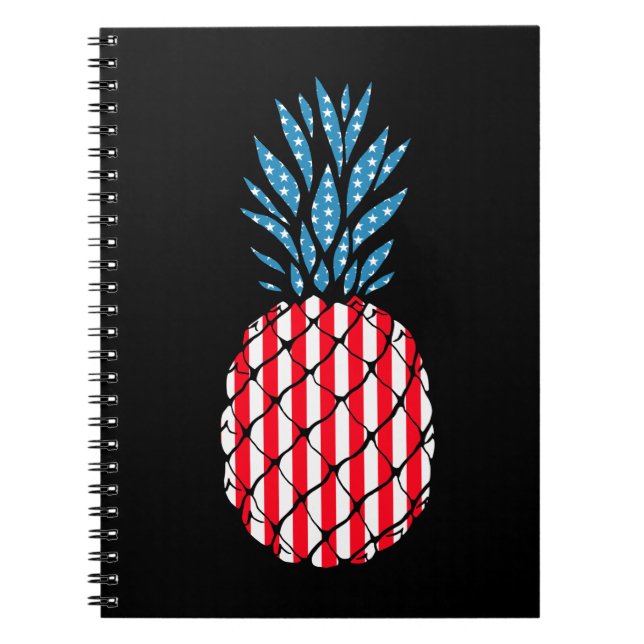 Pineapple Patriotic Fruit American Flagga 4:e Jul Anteckningsbok (Framsidan)