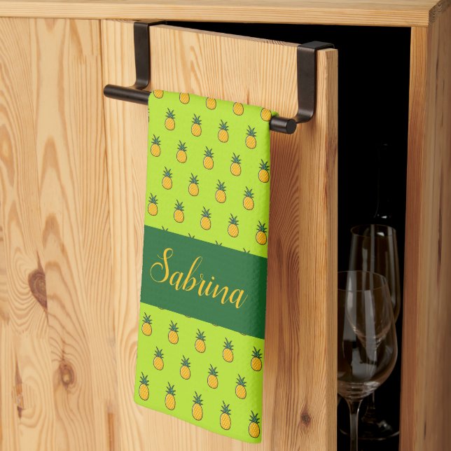 Pineapple Personlig Tropical Luau Kitchen Towel Kökshandduk (Thirds Fold)