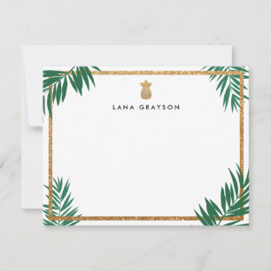Pineapple-Personligen Vita Faux Guld Glitter Tack Kort
