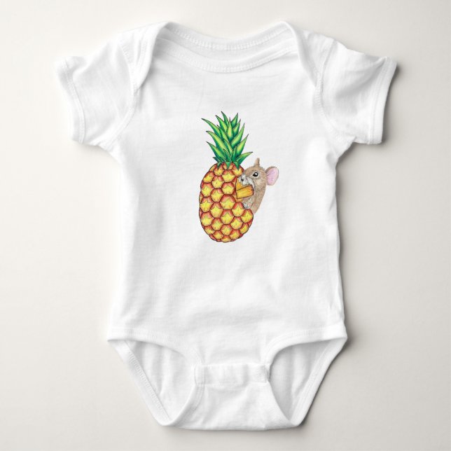 Pineapple Pika Eating Fruits T Shirt (Framsida)