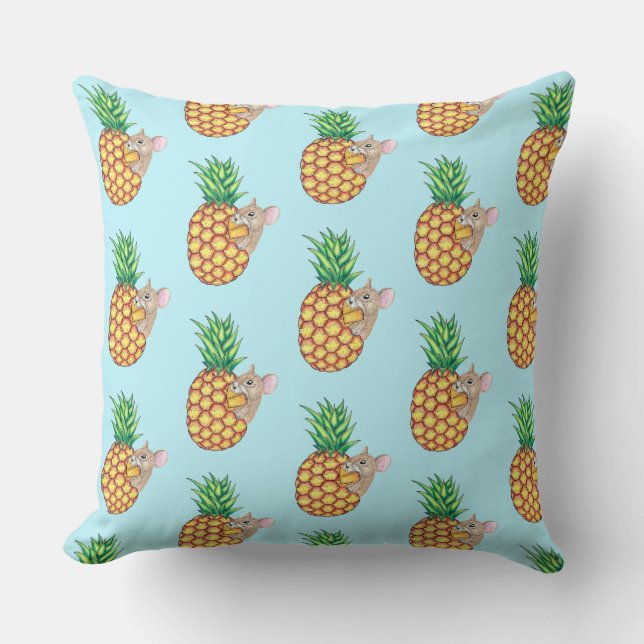 Pineapple Pika tar en chomp Aqua Kudde (Framsida)
