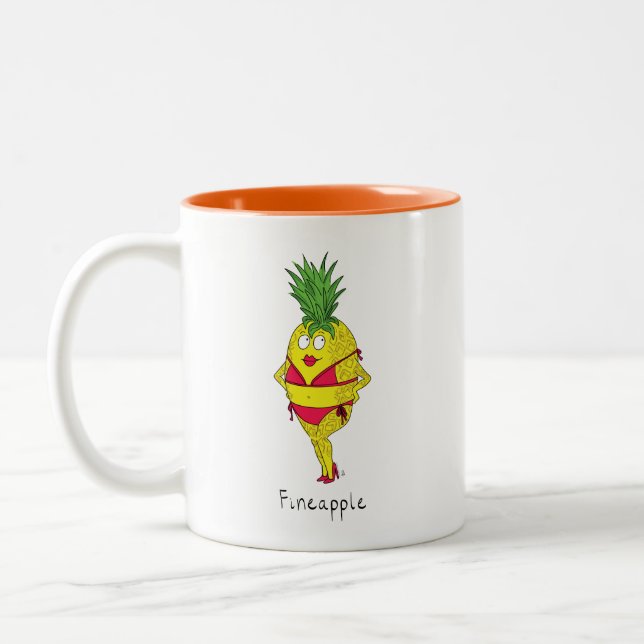 Pineapple Pin-Up Girl Funny Fruit Två-Tonad Mugg (Vänster)