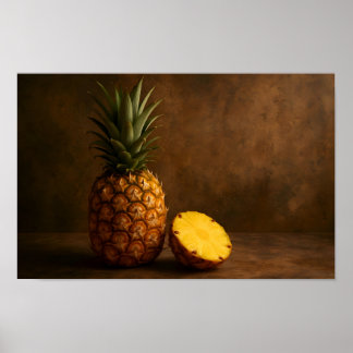 Pineapple & Pineapple Slice Rustic Grunge Photo Poster