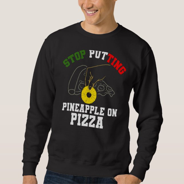 Pineapple Pizza Anti Hawaiian Food Lång Ärmad Tröja (Framsida)