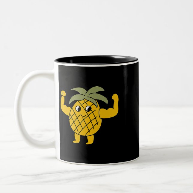 Pineapple Posing Bodybuilding Gym Powerlifter Två-Tonad Mugg (Vänster)