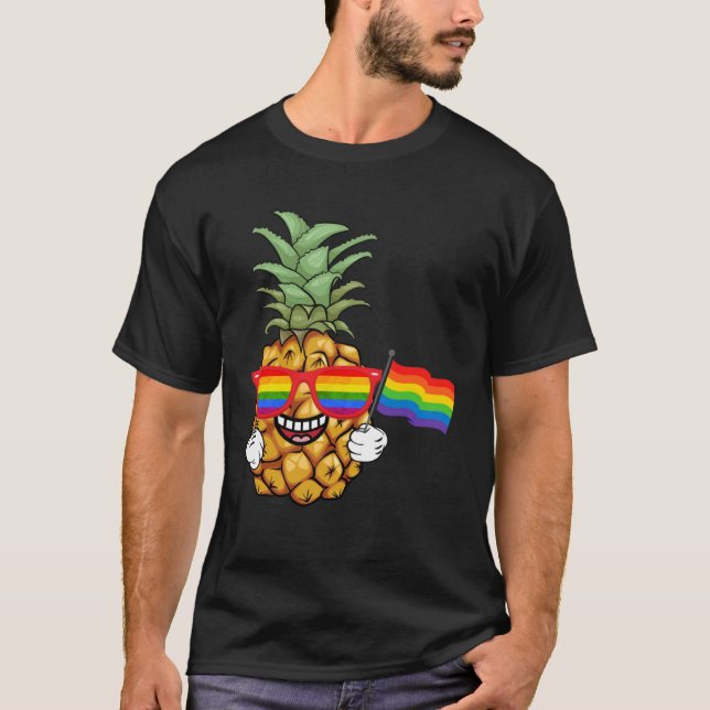 Pineapple Rainbow Flag Hawaiian Gay Pride LGBT T Shirt (Framsida)