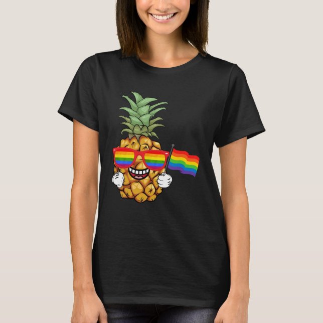 Pineapple Rainbow Flag Hawaiian Gay Pride LGBT T Shirt (Framsida)