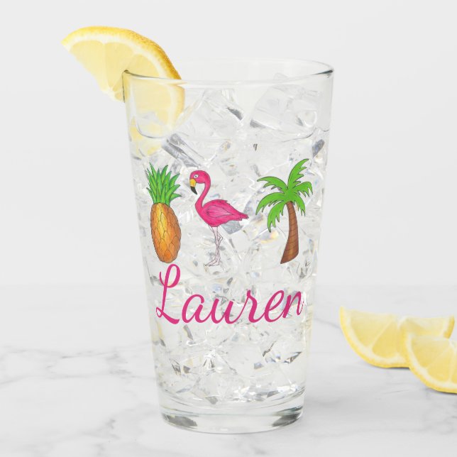 Pineapple-Rosan Flamingo Handflatan Träd Glaskopp (Framsida Ice)