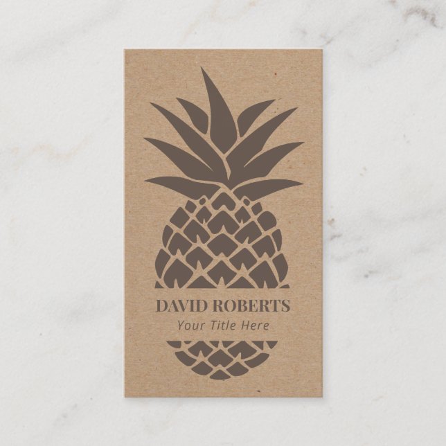 Pineapple Rustic Kraft Visitkort (Framsida)