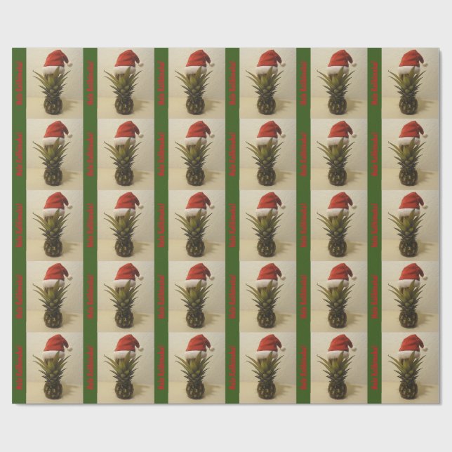 Pineapple Santa Hawaiian Mele Kalikima Gift Wrap Presentpapper (Platt)