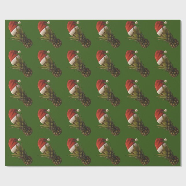 Pineapple Santa Hawaiian Mele Kalikima Gift Wrap Presentpapper (Platt)