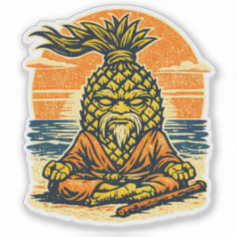 Pineapple Sensei Solnedgång — Vintage Sommarriddar Klistermärken