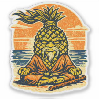 Pineapple Sensei Solnedgång — Vintage Sommarriddar Klistermärken