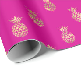Pineapple Shock rosa, tropisk Guld Presentpapper