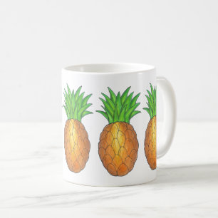 Pineapple Skriv ut Tropical Hawaiian Island Fruit Kaffemugg