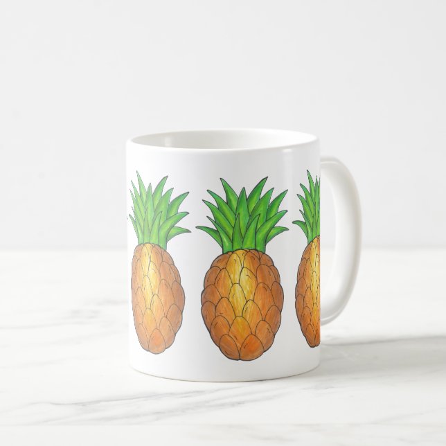 Pineapple Skriv ut Tropical Hawaiian Island Fruit Kaffemugg (Framsida höger)