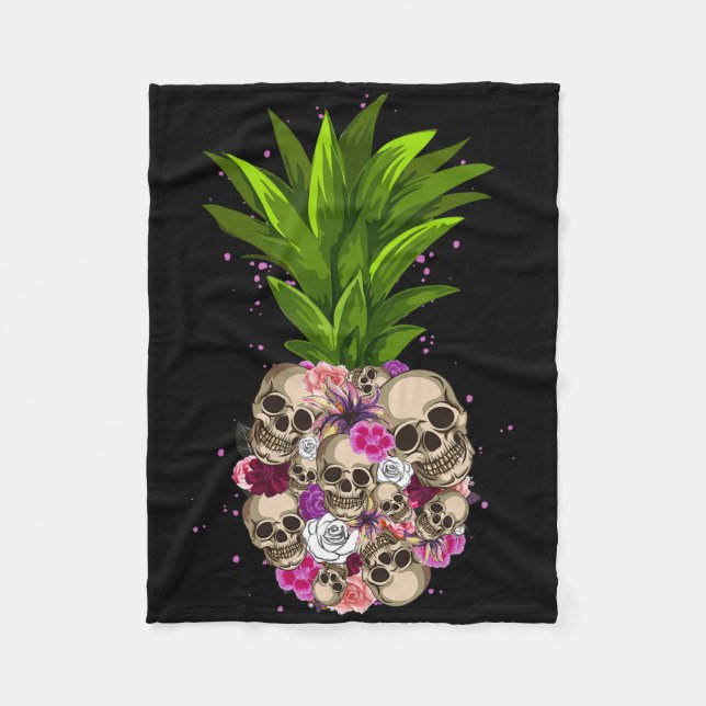 Pineapple Skull Funny Aloha Beacher Hawaiian Hawai Fleecefilt (Framsidan)
