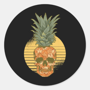 Pineapple Skull Funny Aloha Beacher Hawaiian Pinea Runt Klistermärke