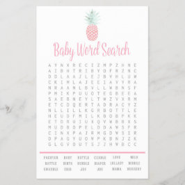 Pineapple Summer Ord Search Baby Shower Game Flygblad