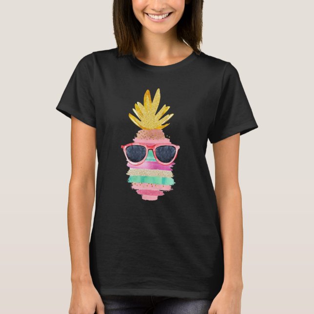 Pineapple Sunglasses Aloha Beaches Hawaii Hawaiian T Shirt (Framsida)